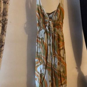 Dress with light pink, green and orange print
